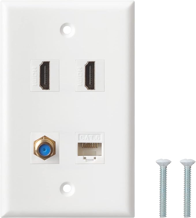 HDMI Coax Ethernet Wall Plate, 2 Port 4K HDMI Keystone, 1 Port Coax Keystone by BNPUHIU