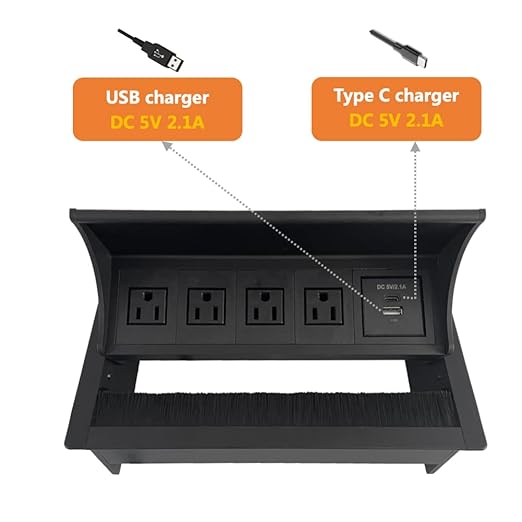 ZESHAN Brush Cable Cubby Connectivity Box Conference Table Power Box - Image 4
