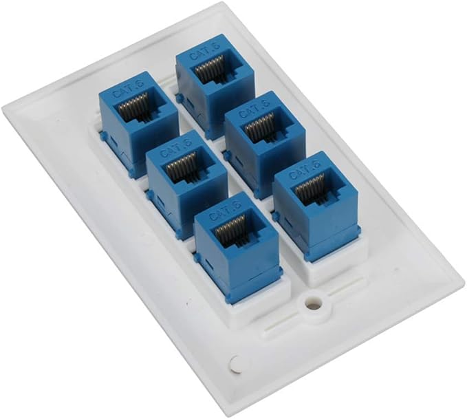 Cat 6 Ethernet Wall Plate 6 Port, Ethernet Wall Plate Female-Female Removable - Image 4