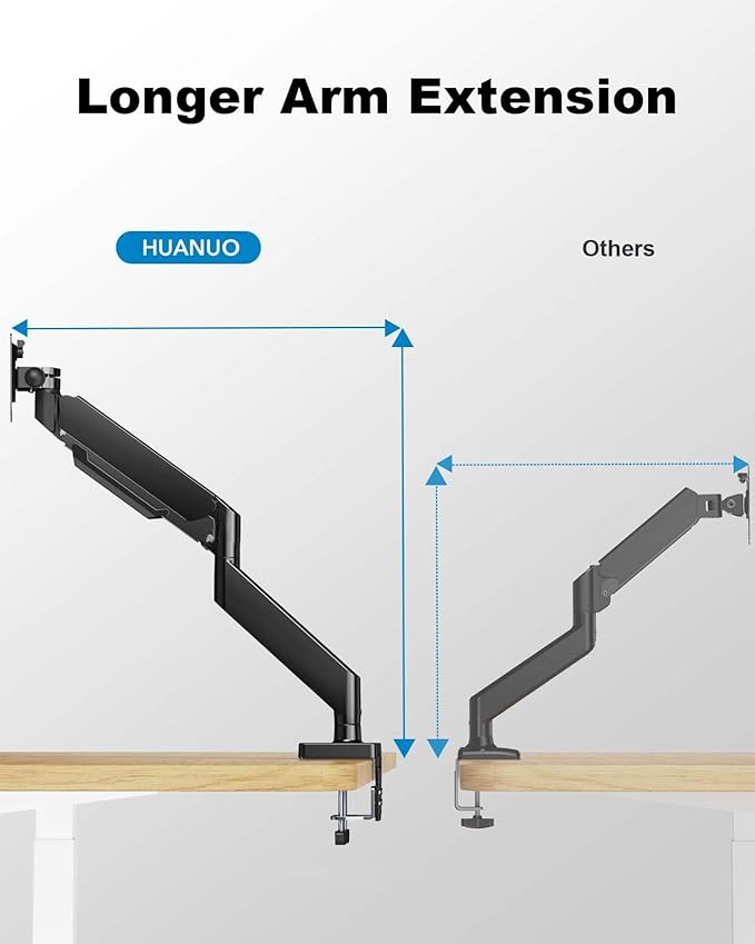 HUANUO Ultrawide Monitor Arm for 13 to 43 Inch Screens, Single Heavy Duty - Image 7