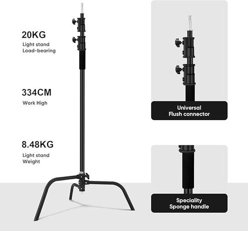 10.8ft/330cm Heavy Duty C Stand Stainless Steel Light Stand - Image 2