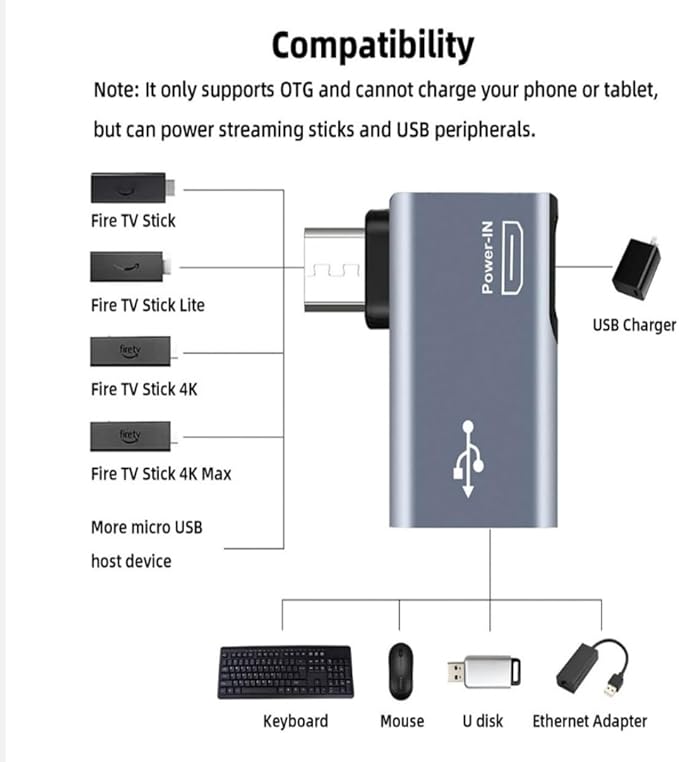 Powered Left Angle USB 2.0 Micro Male to USB Female Host OTG Adapter - Image 5