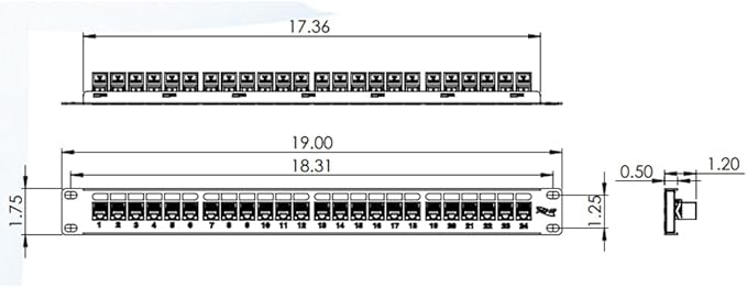 ICC CAT6 Feed-Through Patch Panel, 24 Port, 1U Rackmount, RJ45 Ethernet Patch - Image 8