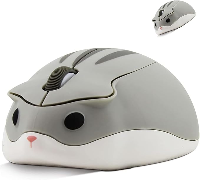 Wireless Mouse Cute Hamster Shape Silent Click Portable Compact Optical 1200DPI by SHARESUNSHINE