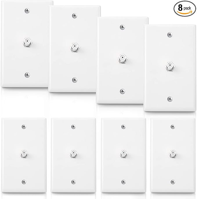 1-Port TV Cable Wall Jack F Connector Coax Video Jack Single Gang Wall Plates by Weewooday