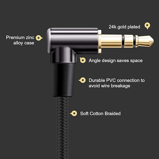CableCreation 3.5mm Audio Cable 10FT/3M, 3.5mm Right Angle Male to Male - Image 2