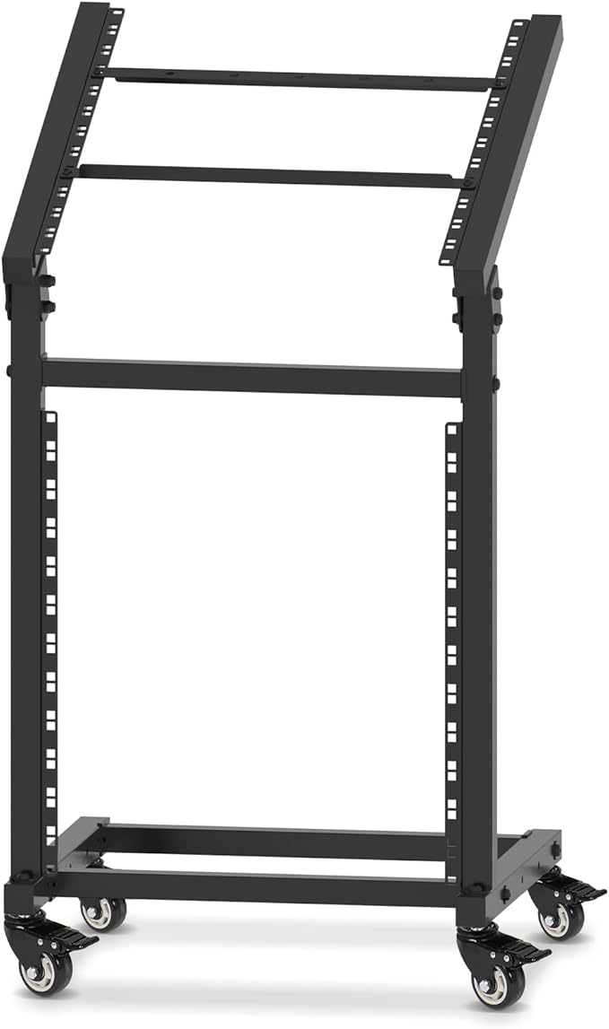 12U DJ Mixer Stand Rack Mount Rolling Stand Stage Cart Adjustable Rack Mount by NiuNyuNeu