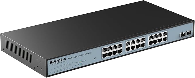 SODOLA 24 Port 2.5G Smart Web Managed Switch, 24 x 2.5G Base-T Ports, 2 x 10G by SODOLAPoENETWORKS