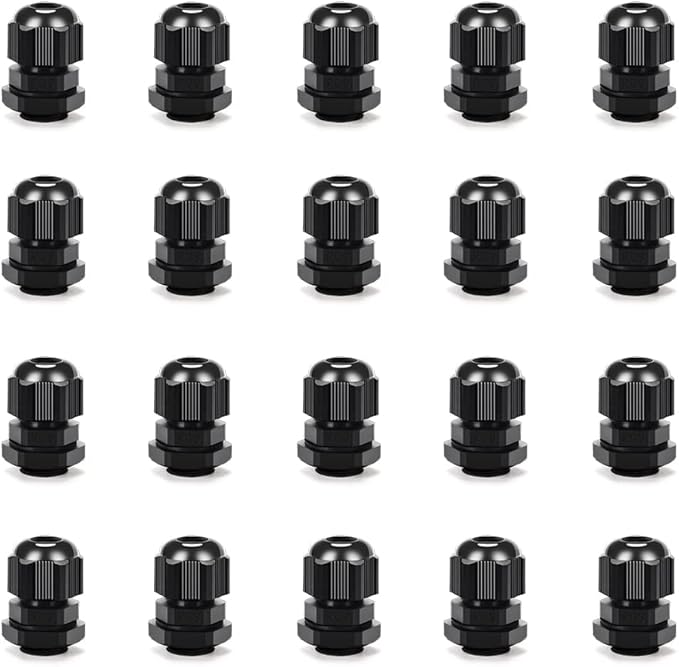 Cable Gland 20 Pack Plastic Waterproof Adjustable Connector 4-8mm PG9 Strain by CGELE