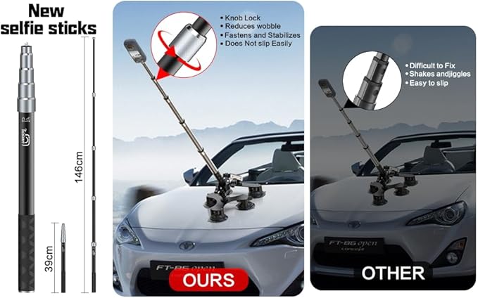Suction Car Mount for Insta360 x5/X4/X3/X2/GO 3/ONE/GoPro Max-59 Lockable - Image 2