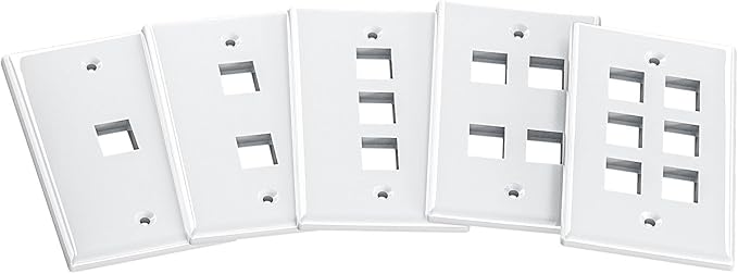 FGB 2-Port Keystone Wall Plate 20-Pack, Low-Profile Single Gang Wall Plates - Image 7