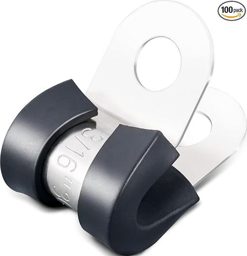 100PCS Cable Clamps 3/16 Inch 304 Stainless Steel Cable Clamps Rubber Coated by OURU