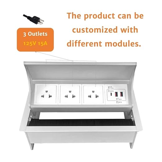 ZESHAN Conference Table Power hub Desktop pop up Outlet - Image 2