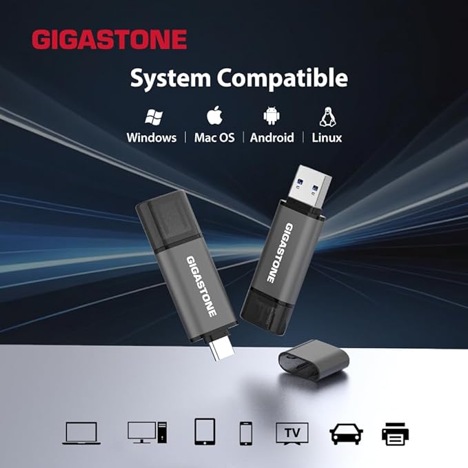 GIGASTONE 128GB Dual Flash Drive Z40 USB 3.2 Gen 1, 2-in-1 Type-A & Type-C - Image 3