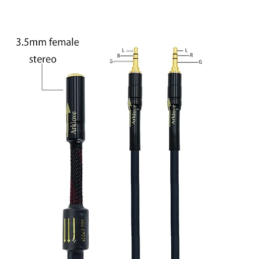 Arklove 10ft Shielded 1/8" aux Input 3.5mm Female to 2X 3.5 Output Splitter - Image 2