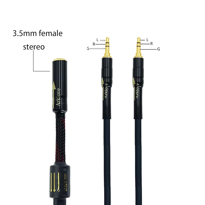 Arklove 2ft Shielded 1/8" aux Input 3.5mm Female to 2X 3.5 Output Splitter - Image 2