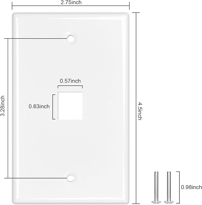 FGB 1-Port Keystone Wall Plate 20-Pack, Low-Profile Single Gang Wall Plates - Image 4