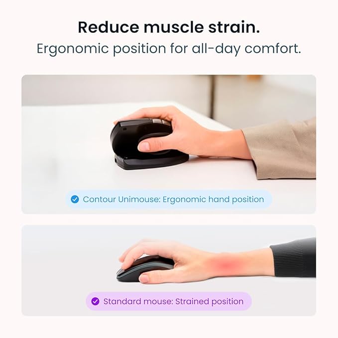 Contour Unimouse Ergonomic Vertical Mouse – Adjustable 35°-70° Angle, - Image 10