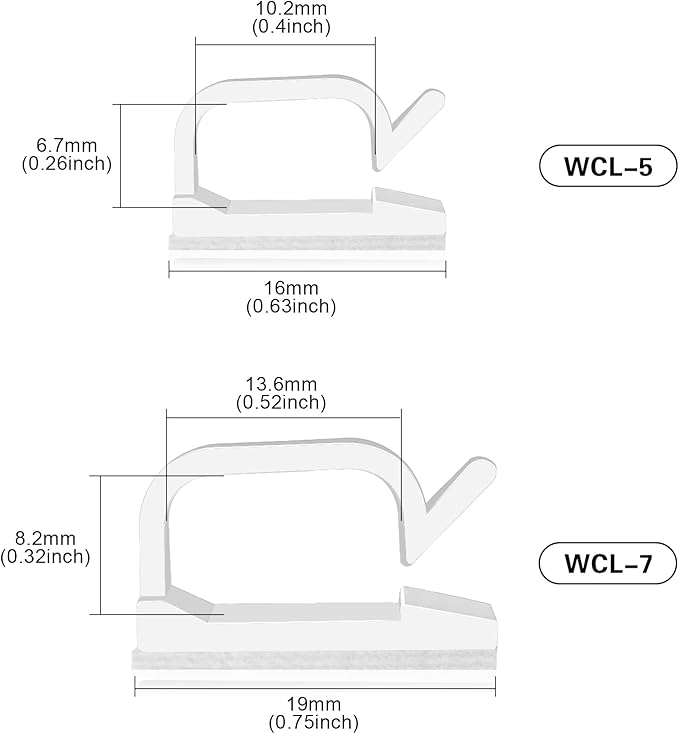 XHF 5/8” Adhesive Cord Clips White 60pcs, Cable Management Staples - Image 2