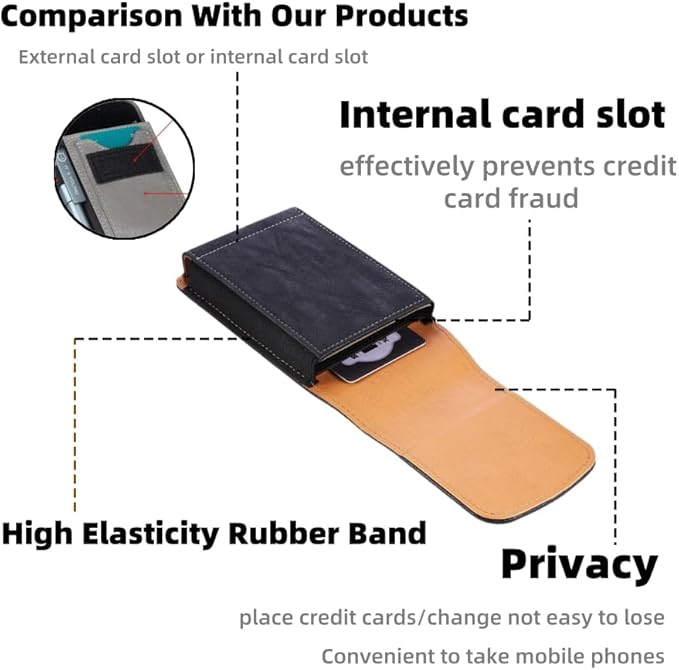 Universal Phone Holster Phone Pouch Case Belt Clip Belt Loops Card Slot Faux - Image 4