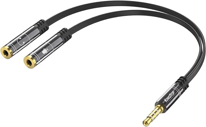 KINGTOP Headset Splitter, 3.5mm Headphone Mic Splitter Cable by KINGTOP