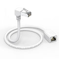 Right Angle Ethernet Extension Cable Down Angle1.5ft-White, 90 Degree CAT6 by JUXINICE