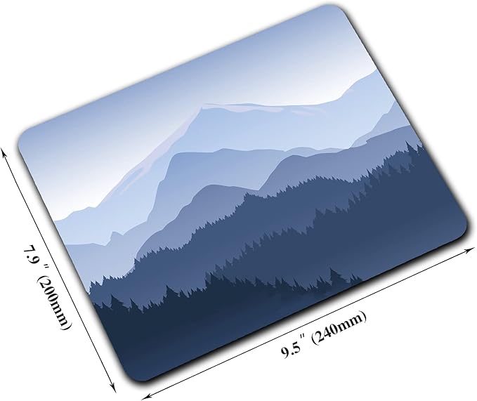 Pine Trees Forest Mouse Pad, Distant Mountain Mouse Pad - Image 2