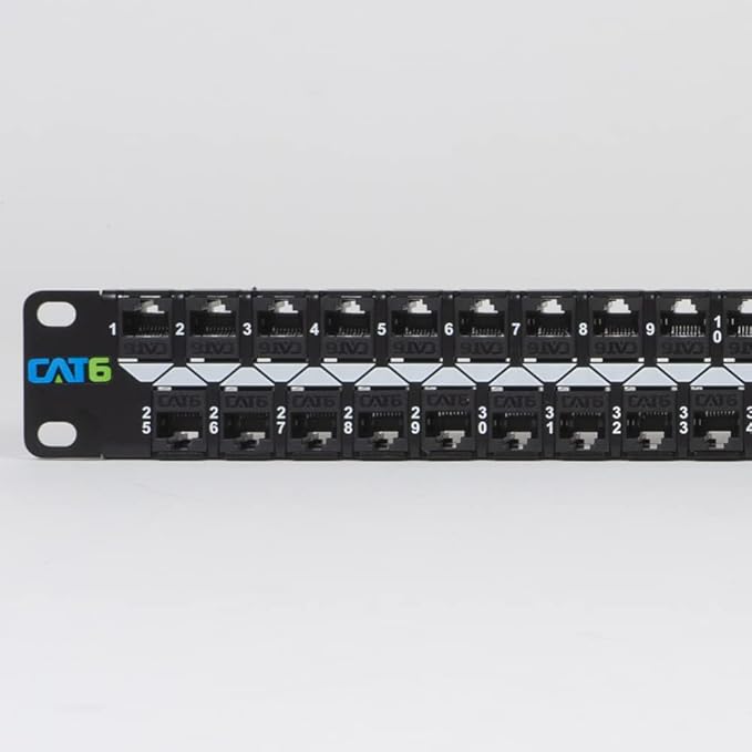 ICC CAT6 Feed-Through Patch Panel, 48 Port, 1U Rackmount, RJ45 Ethernet Patch - Image 4