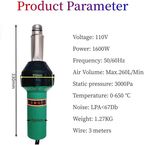 110V Hot Air Gun Welding Torch 1600W Heat Gun Plastic Welder Roofing Welder Kits - Image 2