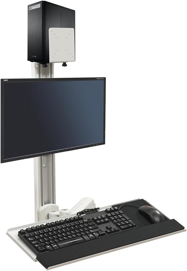 Displays2go Wall Mounted Computer Station, Monitor Mount, CPU Holder, - Image 2