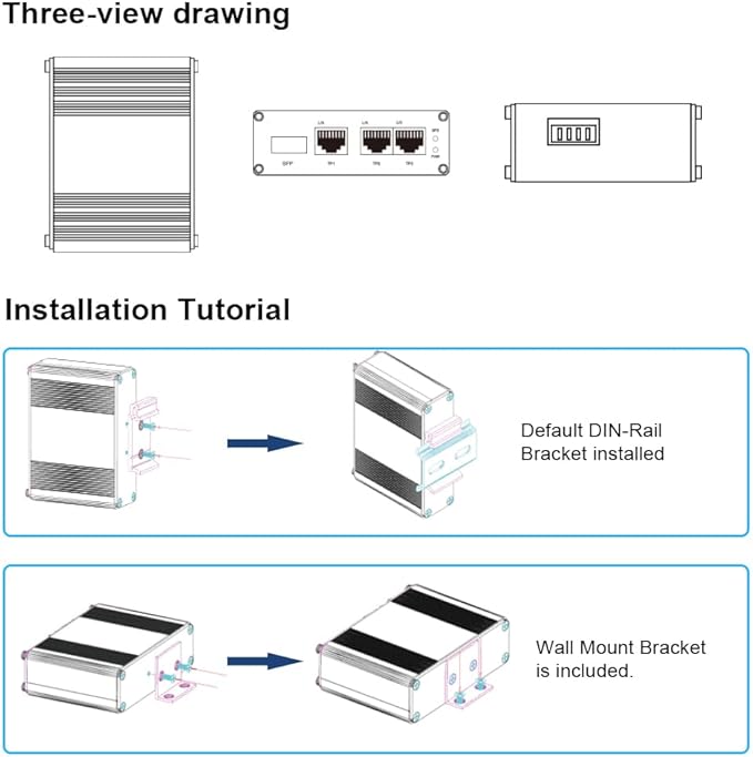 Mini Throncom 4 Ports Gigabit Industrial Fiber Ethernet Solar Switch Hardened - Image 4