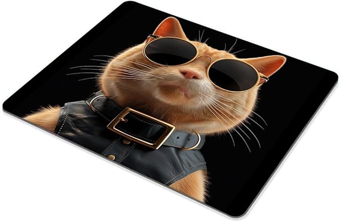 Square Mouse Pad Cool Cat with Sunglasses-1, Gaming Mouse Pads - Image 5