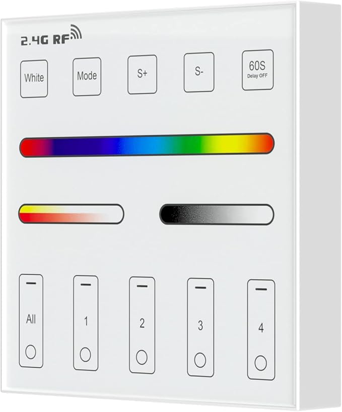 BTF-LIGHTING 4 Zones RGB RGBW RGBCCT Wireless 2.4G RF Wall Mounted Smart Panel by BTF-LIGHTING