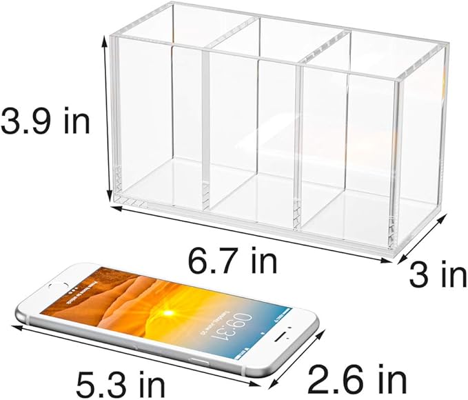 NIUBEE Acrylic Pen Holder 3 Compartments - Image 3