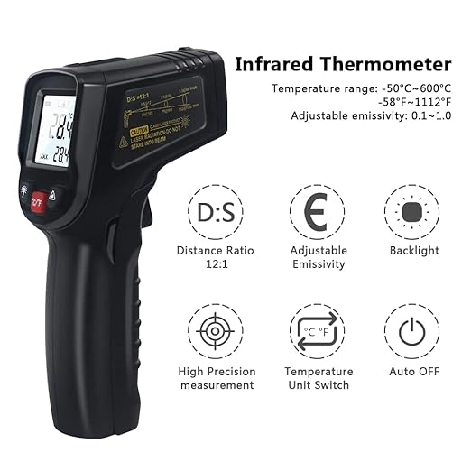 KETOTEK Infrared Thermometer Non Contact IR Digital Laser Temperature Gun - Image 2