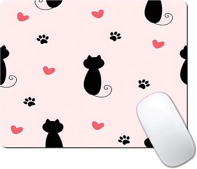 Cute Heart Cartoon Black Cat Paw Custom Mouse Pad by IMAYONDIA