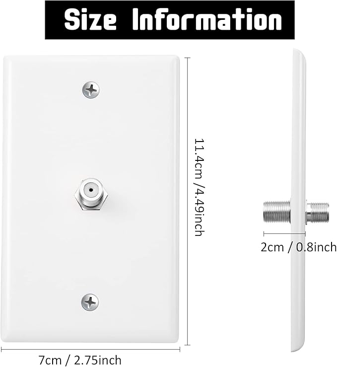 1-Port TV Cable Wall Plate F Connector Wall Plate Coax Wall Plate Video Wall - Image 4