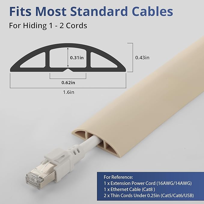 ZhiYo 5.6ft Cord Covers for Wires on Floor, Cord Hider Floor Hide Extension - Image 2