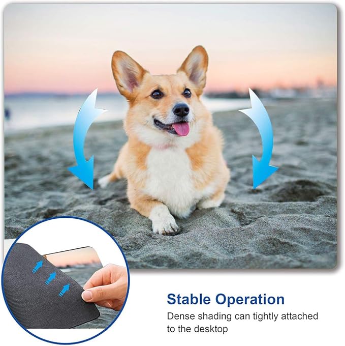 Corgi on The Beach Gaming Mouse Mat, Square Waterproof Non-Slip Rubber Base - Image 6