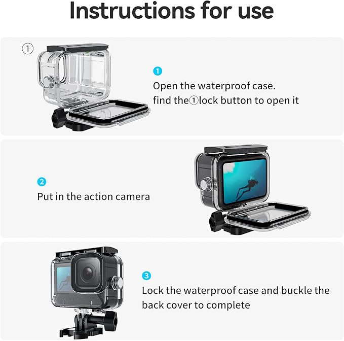 TELESIN Waterproof Case for GoPro Hero 13/12/11/10/9 Black, 60M/196FT - Image 8