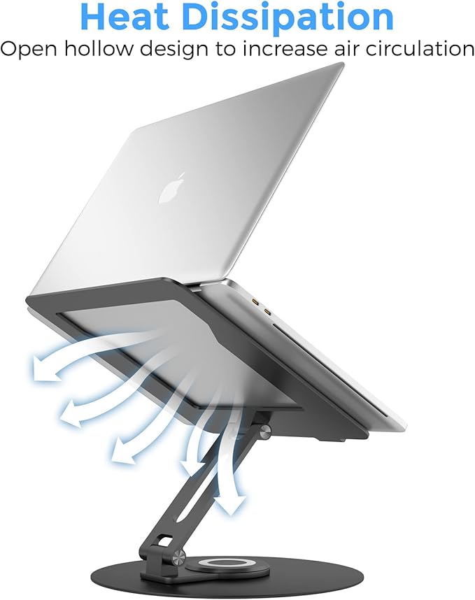 Swivel Laptop Stand for Desk, Adjustable Height Aluminum Computer Stand - Image 7