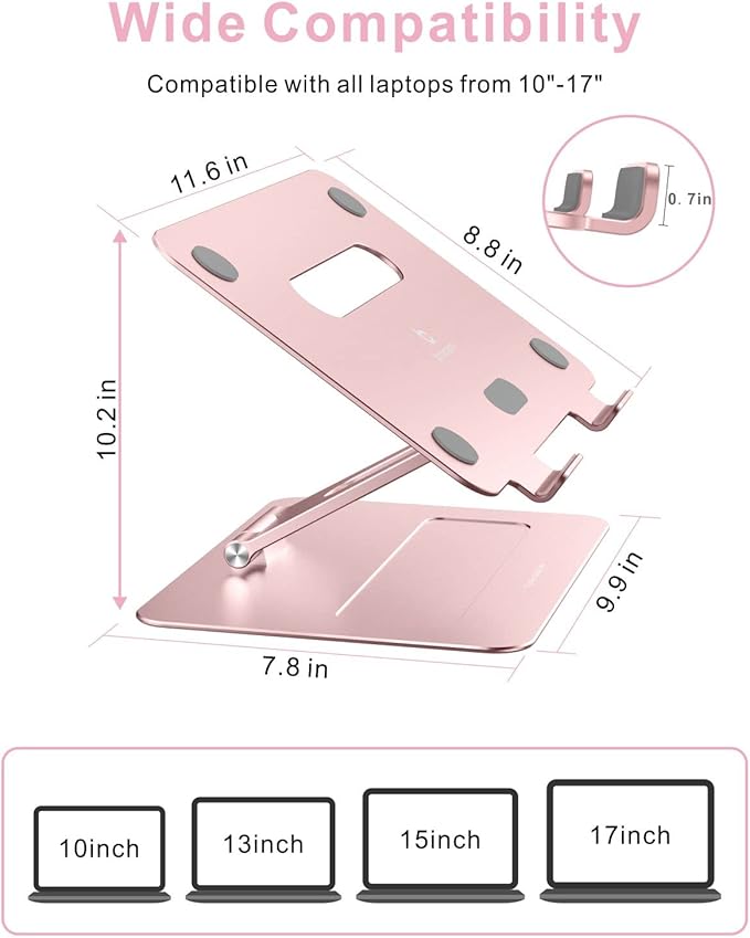 Laptop Stand | Adjustable Aluminum MacBook Riser, Ergonomic Computer Stand - Image 6