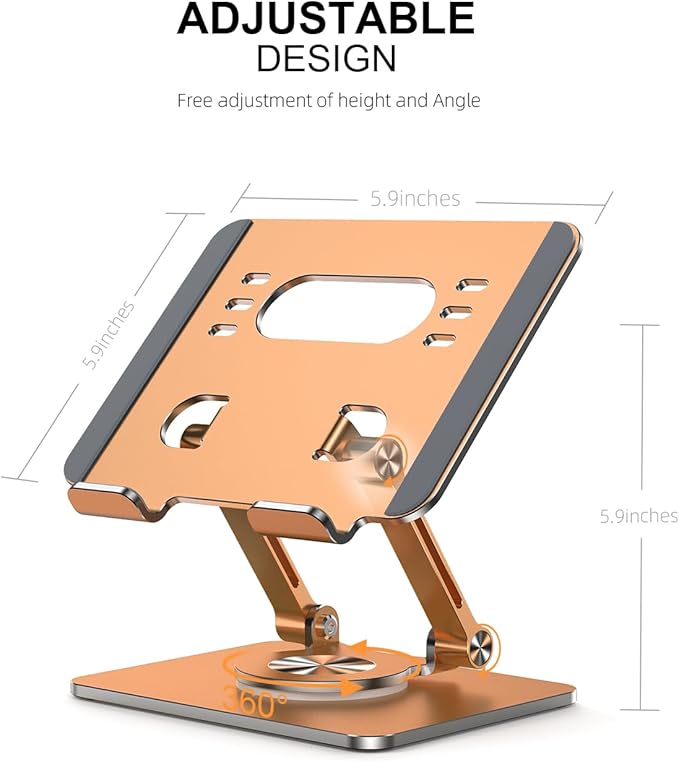 Tablet Stand Holder with Thickened 360°Rotating Base Dual Rod Adjustable - Image 4