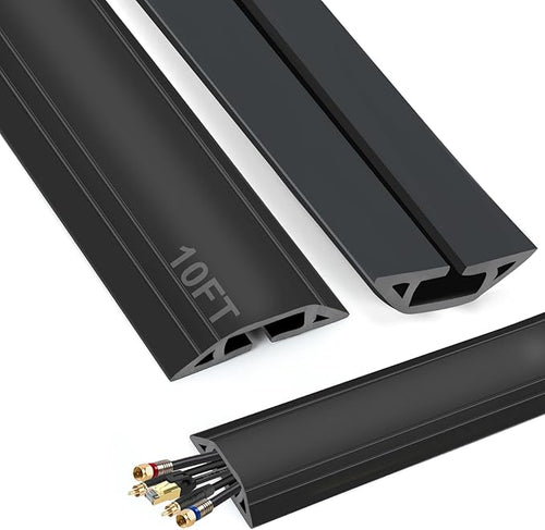 10 ft Cord Covers for Wires on Floor, Heavy Duty PVC Duct Floor Cord Cover by TFMUZERT