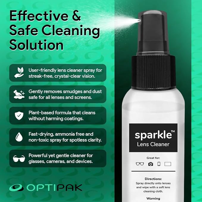 Sparkle Anti-Reflective Lens Cleaner Spray kit | 2oz Glasses Cleaner Spray + - Image 2