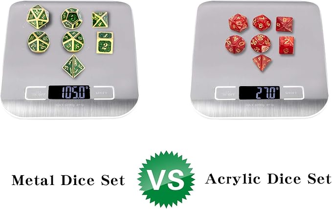 DNDND Metal Dice Set D&D, Glitter Green Heavy DND Dice - Image 8