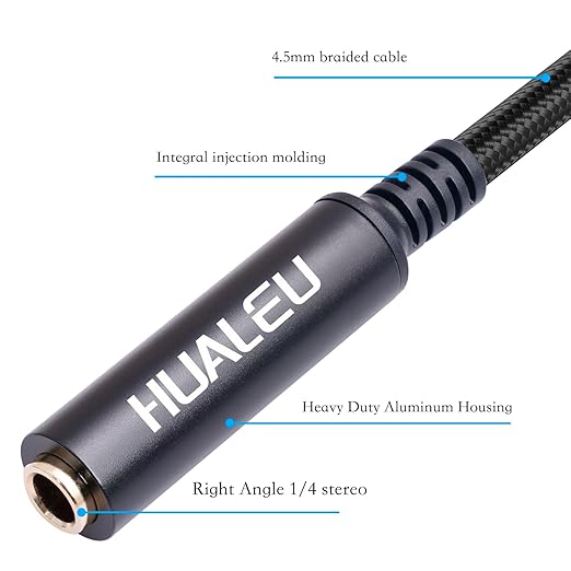 HUAELU 2Pack 3.3FT Right Angle 6.35mm TRS Stereo Male to Female Audio Cable - Image 6