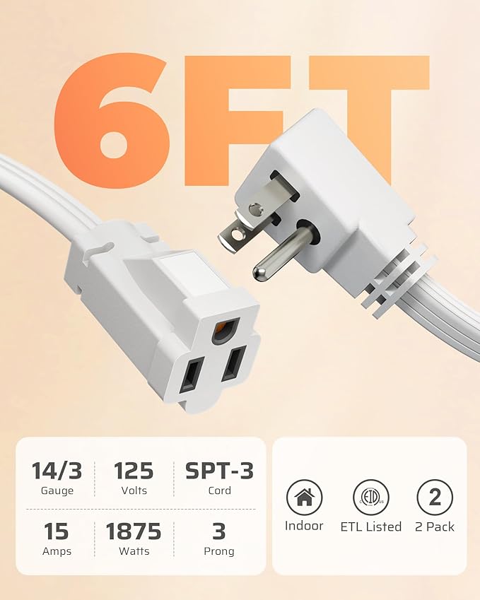 DEWENWILS Heavy Duty 6FT Extension Cord - Image 2