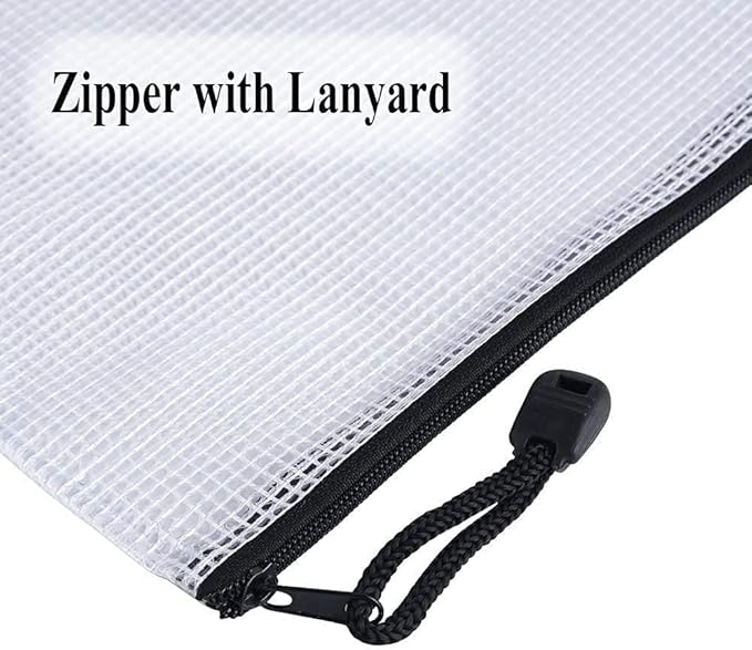 Oaimyy-24 Pcs Plastic Mesh Zipper Pouch Document Folders Bag Zip File Folders - Image 9