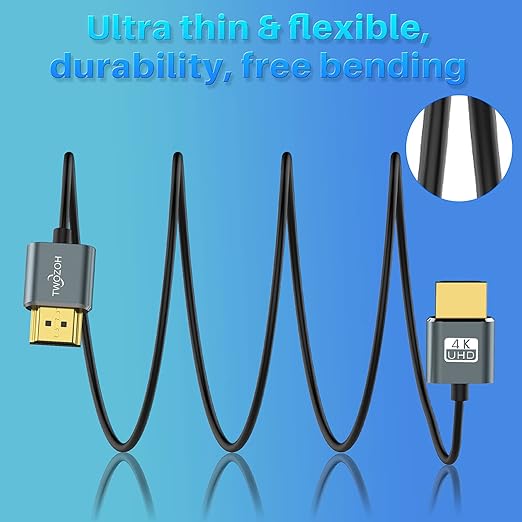 Twozoh Flexible & Slim HDMI Cable 1FT 3 Pack, Ultra Thin HDMI Cord Supports - Image 5
